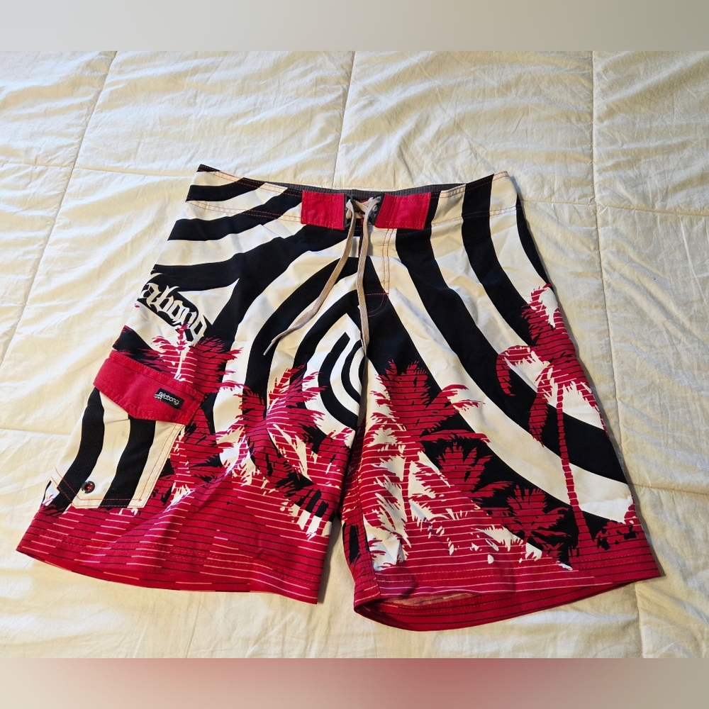 Billabong Red and Black Palm Board Shorts
